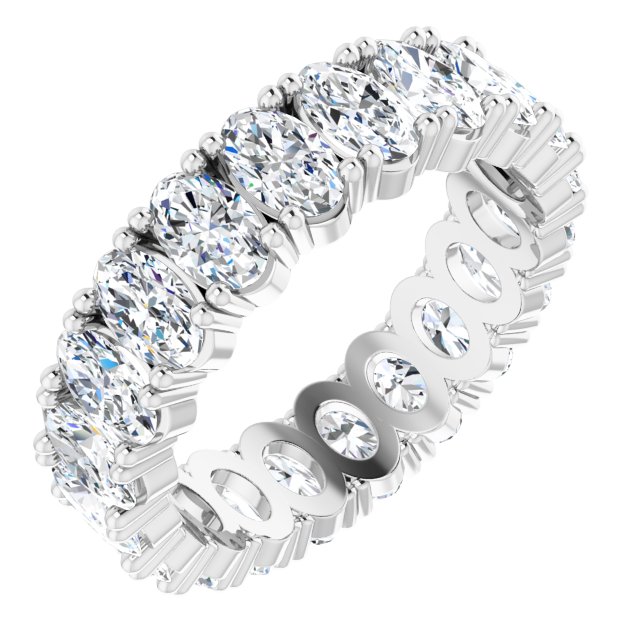14K Gold Oval Lab-Grown Diamond Shared-Prong Eternity Band – 5x3 mm Stones - White Gold