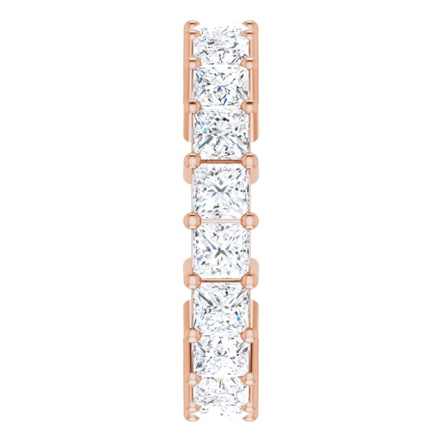 10K Gold Square Natural Diamond Shared-Prong Eternity Band – 3.25x3.25 mm Stones - Rose Gold - view 4