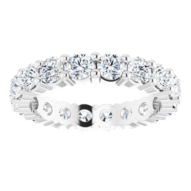 10K Gold Round Natural Diamond Shared-Prong Eternity Band – 3.2 mm Stones - White Gold - view 3