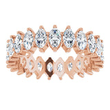 14K Gold Marquise Lab-Grown Diamond Shared-Prong Eternity Band – 4.5x2.5 mm Stones - Rose Gold - view 3