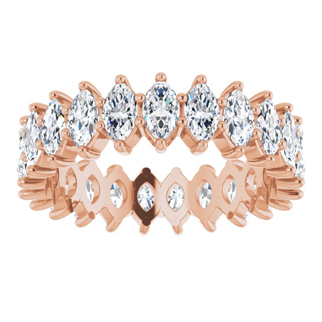 14K Gold Marquise Lab-Grown Diamond Shared-Prong Eternity Band – 4.5x2.5 mm Stones - Rose Gold - view 3