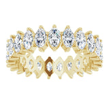 14K Gold Marquise Natural Diamond Shared-Prong Eternity Band – 4.5x2.5 mm Stones - Yellow Gold - view 3