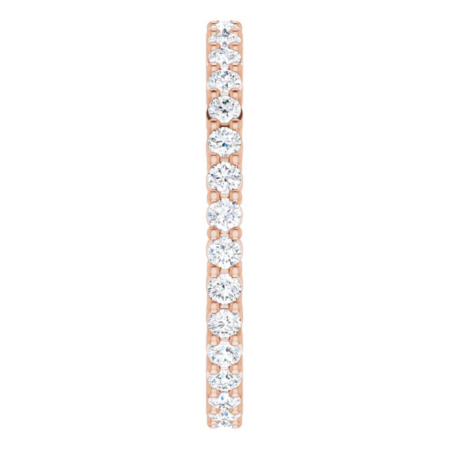 10K Gold Round Natural Diamond Shared-Prong Eternity Band – 1.7 mm Stones - Rose Gold - view 4