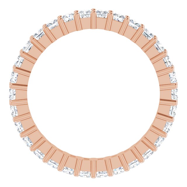 10K Gold Square Lab-Grown Diamond Shared-Prong Eternity Band – 2x2 mm Stones - Rose Gold - view 2