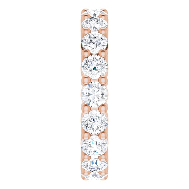 10K Gold Round Natural Diamond Shared-Prong Eternity Band – 3.2 mm Stones - Rose Gold - view 4
