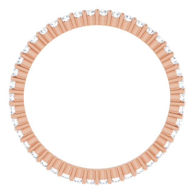 10K Gold Round Natural Diamond Shared-Prong Eternity Band – 1.3 mm Stones - Rose Gold - view 2