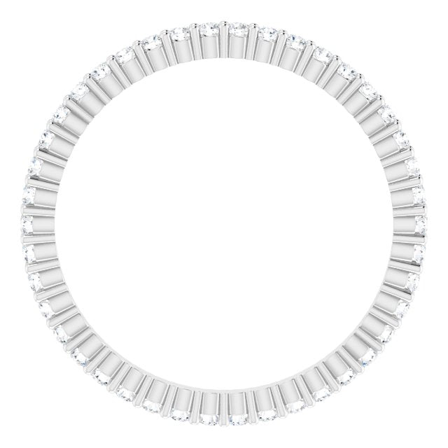 10K Gold Round Lab-Grown Diamond Shared-Prong Eternity Band – 1.3 mm Stones - White Gold - view 2