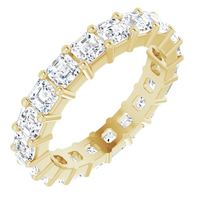 14K Gold Asscher Lab-Grown Diamond Shared-Prong Eternity Band – 3x3 mm Stones - Yellow Gold