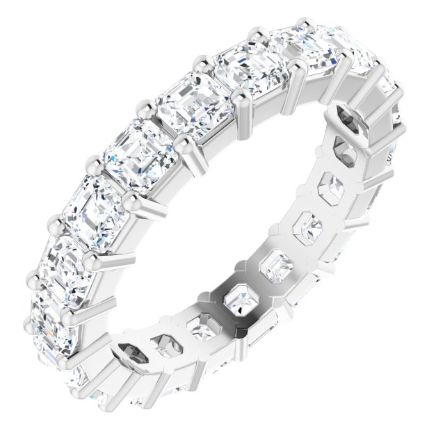 Platinum Asscher Lab-Grown Diamond Shared-Prong Eternity Band – 3x3 mm Stones