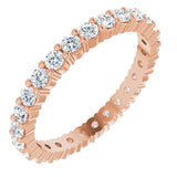 10K Gold Round Lab-Grown Diamond Shared-Prong Eternity Band – 2 mm Stones - Rose Gold