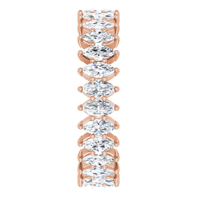 14K Gold Marquise Natural Diamond Shared-Prong Eternity Band – 4x2 mm Stones - Rose Gold - view 4