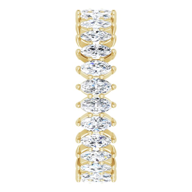 14K Gold Marquise Natural Diamond Shared-Prong Eternity Band – 4x2 mm Stones - Yellow Gold - view 4