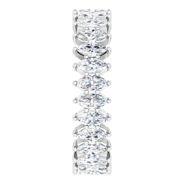 14K Gold Marquise Natural Diamond Shared-Prong Eternity Band – 4x2 mm Stones - White Gold - view 4