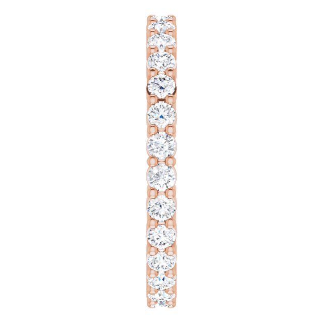 10K Gold Round Natural Diamond Shared-Prong Eternity Band – 2 mm Stones - Rose Gold - view 4