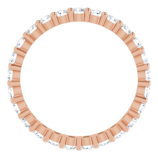 10K Gold Round Lab-Grown Diamond Shared-Prong Eternity Band – 2.25 mm Stones - Rose Gold - view 2