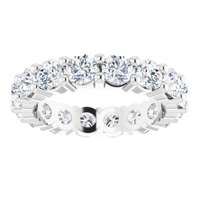 10K Gold Round Lab-Grown Diamond Shared-Prong Eternity Band – 3.8 mm Stones - White Gold - view 3