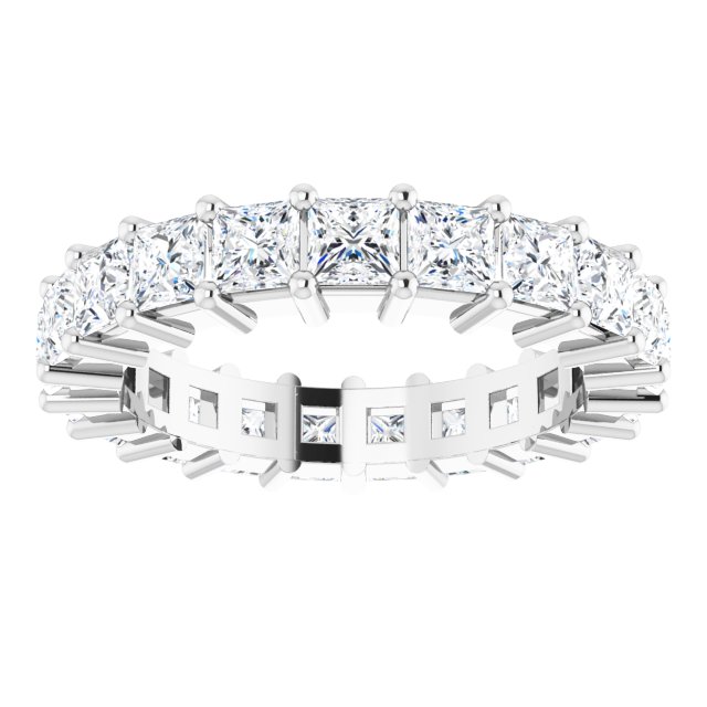 10K Gold Square Natural Diamond Shared-Prong Eternity Band – 3x3 mm Stones - White Gold - view 3