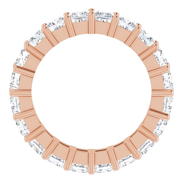 10K Gold Square Natural Diamond Shared-Prong Eternity Band – 3.25x3.25 mm Stones - Rose Gold - view 2