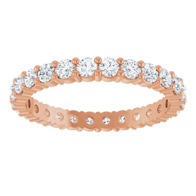 10K Gold Round Natural Diamond Shared-Prong Eternity Band – 2.25 mm Stones - Rose Gold - view 3