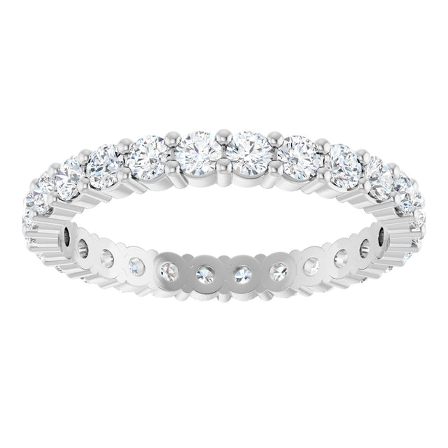10K Gold Round Lab-Grown Diamond Shared-Prong Eternity Band – 2.25 mm Stones - White Gold - view 3