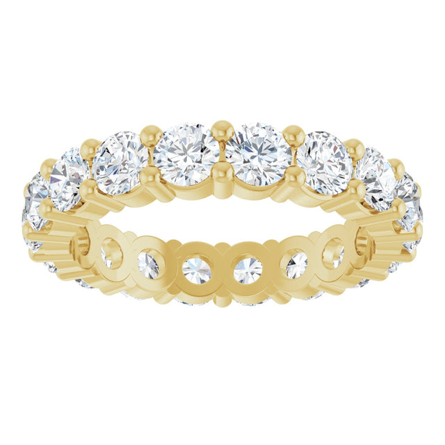 14K Gold Round Lab-Grown Diamond Shared-Prong Eternity Band – 3.5 mm Stones - Yellow Gold - view 3