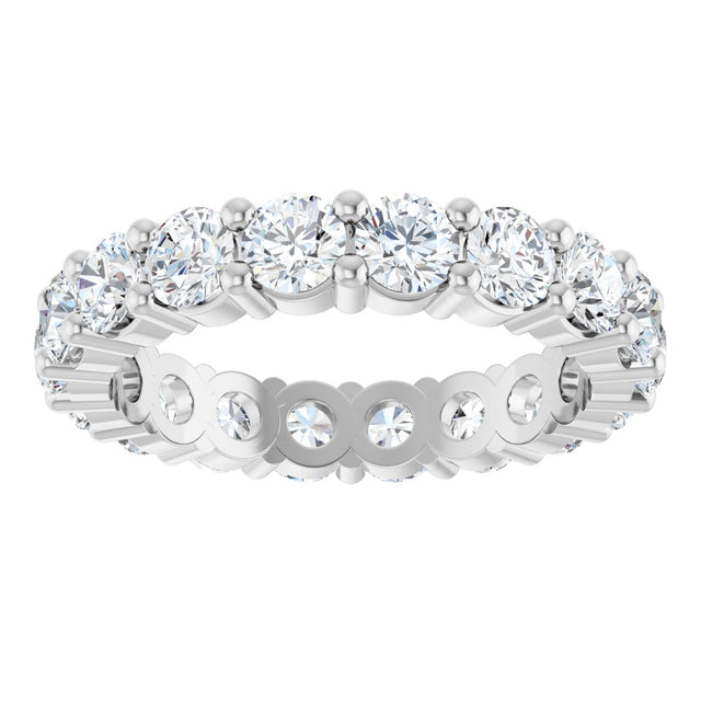 10K Gold Round Natural Diamond Shared-Prong Eternity Band – 3.5 mm Stones - White Gold - view 3