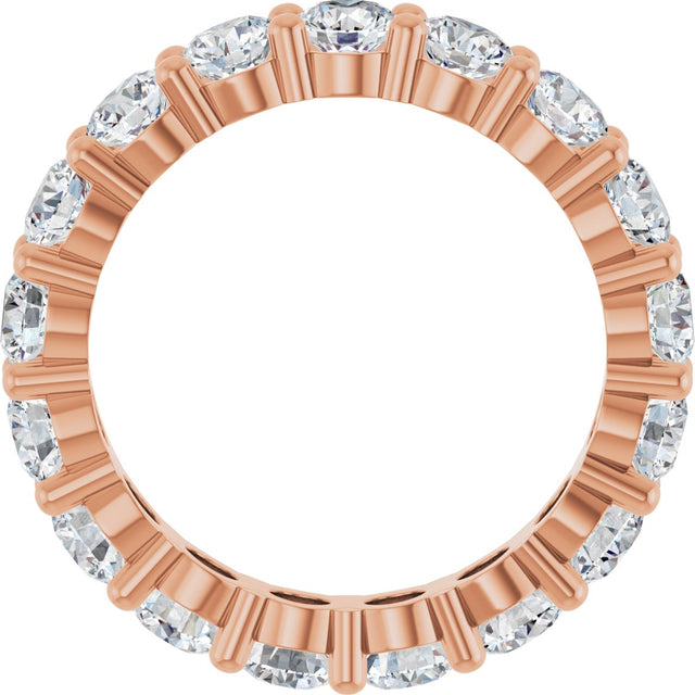 10K Gold Round Natural Diamond Shared-Prong Eternity Band – 3.8 mm Stones - Rose Gold - view 2