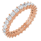 14K Gold Square Natural Diamond Shared-Prong Eternity Band – 2.25x2.25 mm Stones - Rose Gold