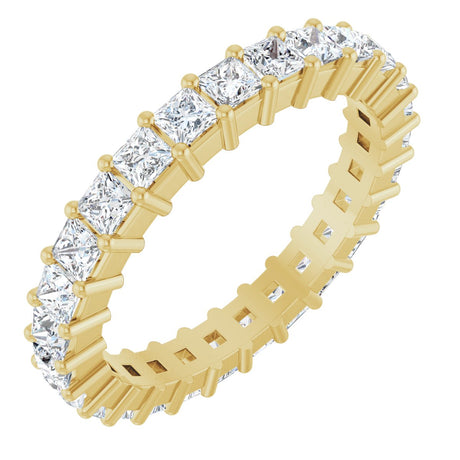 10K Gold Square Natural Diamond Shared-Prong Eternity Band – 2.25x2.25 mm Stones - Yellow Gold