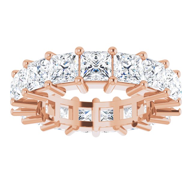 10K Gold Square Natural Diamond Shared-Prong Eternity Band – 4x4 mm Stones - Rose Gold - view 3