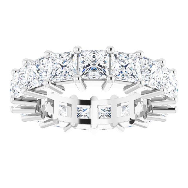 10K Gold Square Natural Diamond Shared-Prong Eternity Band – 4x4 mm Stones - White Gold - view 3