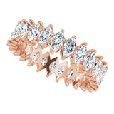 14K Gold Marquise Natural Diamond Shared-Prong Eternity Band – 4.25x2.25 mm Stones - Rose Gold - view 5