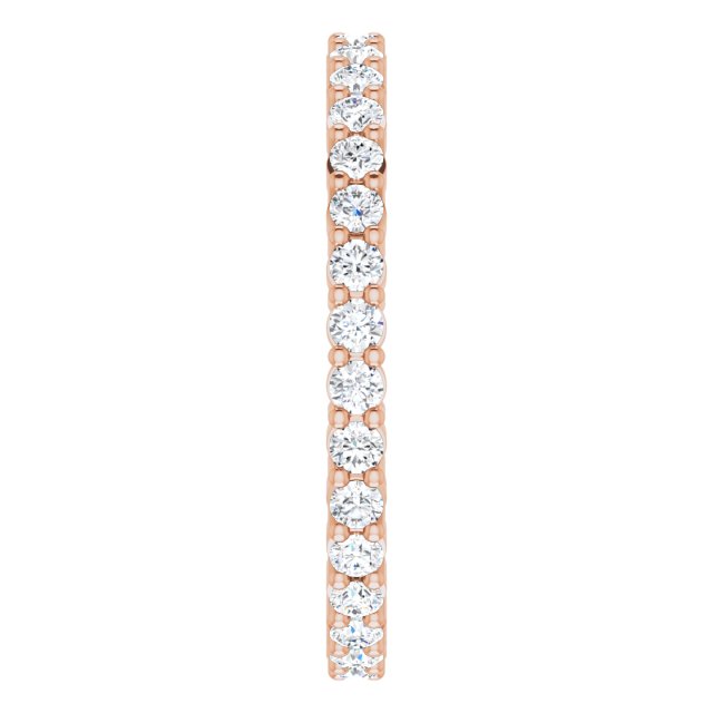 10K Gold Round Natural Diamond Shared-Prong Eternity Band – 1.75 mm Stones - Rose Gold - view 4