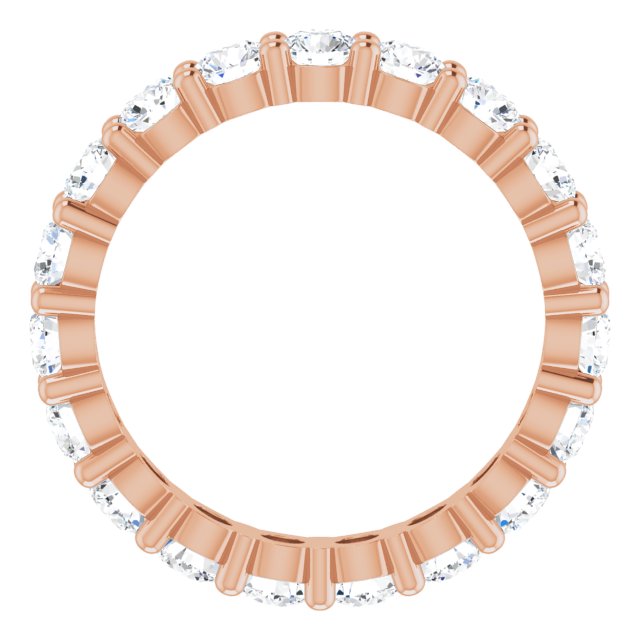 10K Gold Round Natural Diamond Shared-Prong Eternity Band – 3.2 mm Stones - Rose Gold - view 2