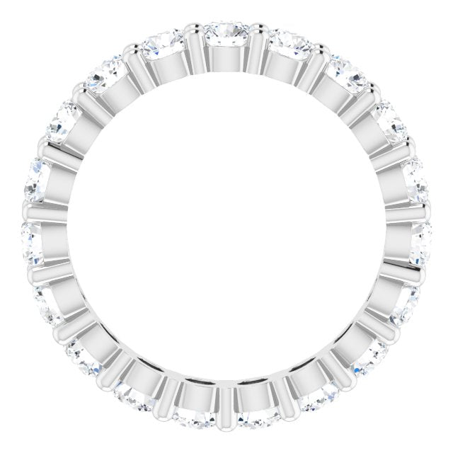 10K Gold Round Natural Diamond Shared-Prong Eternity Band – 3.2 mm Stones - White Gold - view 2