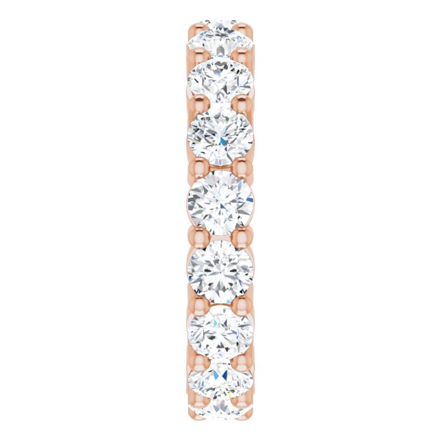 10K Gold Round Natural Diamond Shared-Prong Eternity Band – 3.75 mm Stones - Rose Gold - view 4