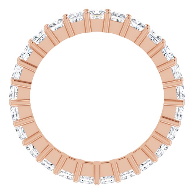 10K Gold Square Natural Diamond Shared-Prong Eternity Band – 2.5x2.5 mm Stones - Rose Gold - view 2