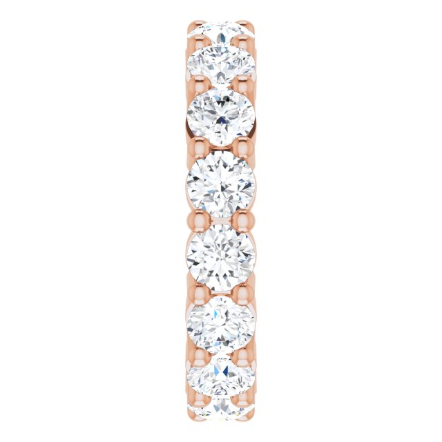 10K Gold Round Natural Diamond Shared-Prong Eternity Band – 3.8 mm Stones - Rose Gold - view 4