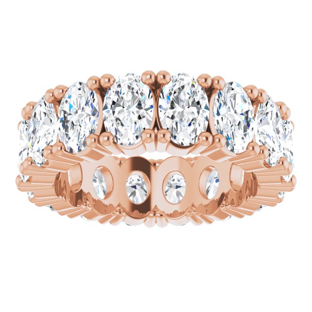 10K Gold Oval Lab-Grown Diamond Shared-Prong Eternity Band – 6x4 mm Stones - Rose Gold - view 3