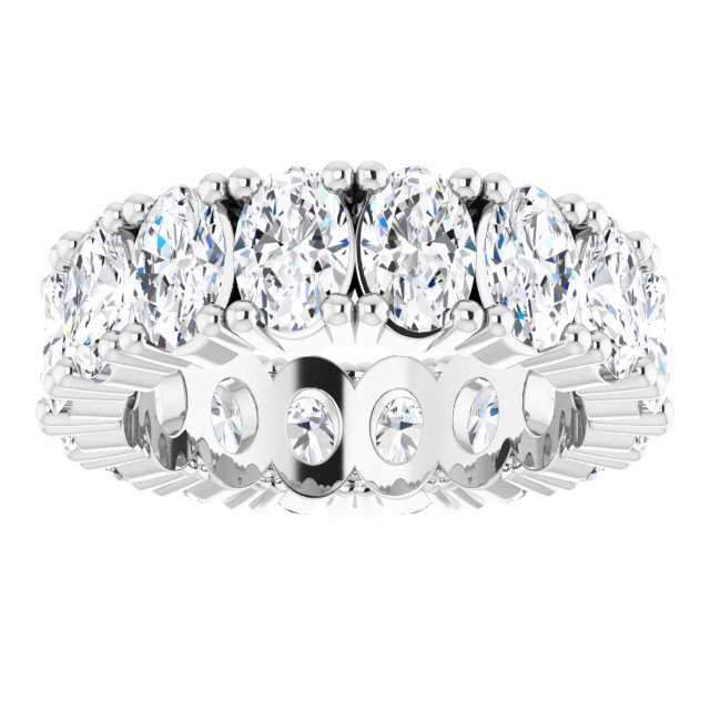 10K Gold Oval Lab-Grown Diamond Shared-Prong Eternity Band – 6x4 mm Stones - White Gold - view 3