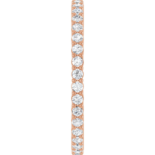 10K Gold Round Natural Diamond Shared-Prong Eternity Band – 1.5 mm Stones - Rose Gold - view 4