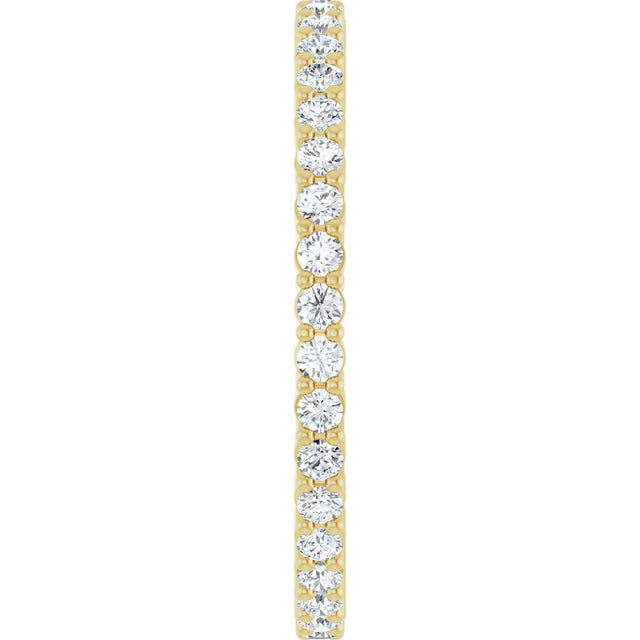 14K Gold Round Natural Diamond Shared-Prong Eternity Band – 1.5 mm Stones - Yellow Gold - view 4