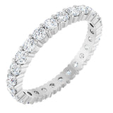 14K Gold Round Natural Diamond Shared-Prong Eternity Band – 2.25 mm Stones - White Gold