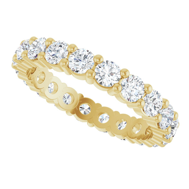 14K Gold Round Lab-Grown Diamond Shared-Prong Eternity Band – 3 mm Stones (1 3/4–2 1/3 CTW) - Yellow Gold - view 5