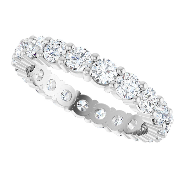 10K Gold Round Lab-Grown Diamond Shared-Prong Eternity Band – 3 mm Stones - White Gold - view 5