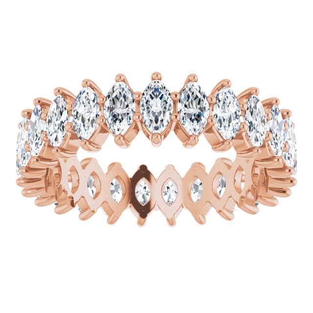 14K Gold Marquise Natural Diamond Shared-Prong Eternity Band – 4.25x2.25 mm Stones - Rose Gold - view 3