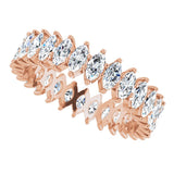 14K Gold Marquise Natural Diamond Shared-Prong Eternity Band – 4x2 mm Stones - Rose Gold - view 5