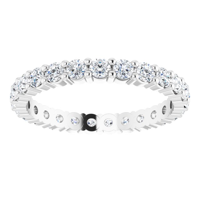 10K Gold Round Lab-Grown Diamond Shared-Prong Eternity Band – 2.25 mm Stones - White Gold - view 3