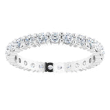 10K Gold Round Natural Diamond Shared-Prong Eternity Band – 2.25 mm Stones - White Gold - view 3