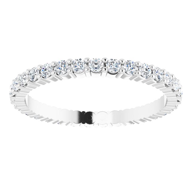 10K Gold Round Natural Diamond Shared-Prong Eternity Band – 1.7 mm Stones - White Gold - view 3